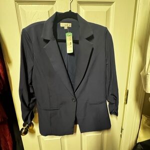 Ovi Navy Single-Button Tailored Blazer